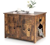 COSTWAY Mueble Arenero para Gatos, Doble Puerta, Baño Oculto para Gatos, Mesa de Café, Casa para Gatos Grande y Pequeña 70 x 51,5 x 50,5 cm