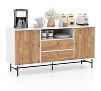 COSTWAY Mueble de TV de hasta 65 Pulgadas, Mesa TV de Salón Moderna con Puertas Corredizas Persiana Y 2 Cajones, Aparador Buffet Versátil con Orificio para Cables,Ideal para Comedor, Sala De Estar
