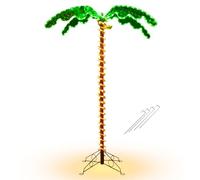 COSTWAY Palmera Tropical LED 136/138 cm, Palmera Artificial con Luces LED y Palos Sólidos, Palmera Iluminada con Base Plegable, Palmera Decorativa para Casa Fiestas y Navidad (175 x 120 x 218 cm)
