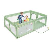 COSTWAY Parque Infantil Bebe, Corralito Bebe para Bebés y Niños, Centro Actividad Estable y Atóxico, Parque Anticaída con Pelotas, Red Transpirable y Cremallera Duradera (verde)