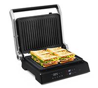 COSTWAY Parrilla Eléctrica 3 en 1, Sandwichera con Chapas Antiadherentes y Control de Temperatura, Panini Press Grill de 5 Modos Automáticos, Pantalla LED y Bandeja de Goteo, Apertura 180º, 1800-2000W