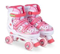 COSTWAY Patines en Línea para Niños,Patines de Ruedas Luminosas, 4 Tamaños Ajustables,Frenos Delanteros Duales, para Niñas y Niños Principiantes, 3+ Años (L)