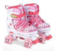 COSTWAY Patines en Línea para Niños,Patines de Ruedas Luminosas, 4 Tamaños Ajustables,Frenos Delanteros Duales, para Niñas y Niños Principiantes, 3+ Años (M)