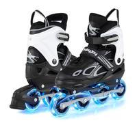 COSTWAY Patines en Linea para Niños y Niñas, 5 a 7/7 a 9/9 a 14 Años, 4 Tamaños con 4 Ruedas y Cuchilla Iluminadas, Patines para Interior Exterior, Rollerblade