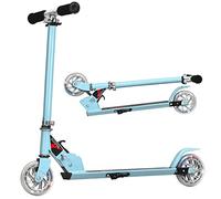 COSTWAY Patinete Niño,4 a 13 años, Scooter Roller con 2 Led Ruedas, Altura Ajustable, Patinete Plegable hasta 70kg (Cielo Azul)