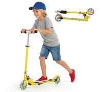 COSTWAY Patinete Niño,4 a 13 años, Scooter Roller con 2 Led Ruedas, Altura Ajustable, Patinete Plegable hasta 70kg (Amarillo)