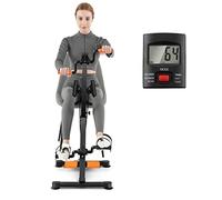 COSTWAY Pedalera Ejercitadora, Bicicleta de Ejercicio Plegable para Manos, Brazos de Ancianos, con Empuñaduras, Resistencia y Altura Ajustable, Equipo de Rehabilitación en Casa (Negro + Naranja)