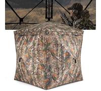 COSTWAY Persiana de Caza Portátil, Puesto de Caza para 2-3 Personas, 270°, Puerta Magnética Silenciosa, Bolsa de Transporte, Ciervos y Pavos, Camuflaje