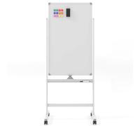 COSTWAY Pizarra Móvil Magnética en Seco 60 x 100 cm, Doble Cara, Soporte sobre Ruedas Bloqueables, Giro de 360 °, Altura Ajustable, Pizarra Blanca, Oficina, Escuela (60X100 cm, blanco)