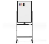 COSTWAY Pizarra Móvil Magnética en Seco 60 x 90 cm, Doble Cara, Soporte sobre Ruedas Bloqueables, Giro de 360 °, Altura Ajustable, Pizarra Blanca, Oficina, Escuela (60X90 cm, negro)