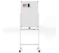 COSTWAY Pizarra Móvil Magnética en Seco 60x 90 cm, Doble Cara, Soporte sobre Ruedas Bloqueables, Giro de 360 °, Altura Ajustable, Pizarra Blanca, Oficina, Escuela (60X90 cm, blanco)