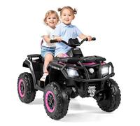 COSTWAY Quad Eléctrico para Niños, Coche Eléctrico para Niños 24V con 2 Plazas, 4 Motores, Arranque Suave y Suspensión de Resorte, Quad Infantil con Luz LED y Música para 3-8 Años (Rosa)
