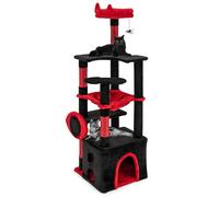 COSTWAY Rascador para Gatos Gótico de 133 cm, Árbol para Gatos con Percha de Felpa, Juguete Colgante de Araña, Tablero de Rascado, Hamaca, Plataformas Espeluznantes, Mueble Multinivel para Gatos