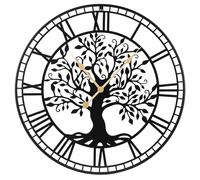 COSTWAY Reloj de Pared Grande para Salón, 68 cm Reloj Decorativo Silencioso en Forma de, Estructura de Metal, Decoración de Pared a Pilas para Salón, Dormitorio y Cocina, Negro (Árbol de la Vida)