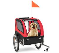 COSTWAY Remolque para Perros para Bicicleta, soporta hasta 40 kg, Remolque de Bicicleta para Perros pequeños y medianos Perros Estable con 8 reflectores, Remolque Plegable para Bicicleta para Perros