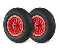 COSTWAY Rueda de Carretilla, 4,80/4,00-8 Neumático de Goma de 40 cm con Rodamiento de 2 cm y Cubo Centrado de 8,8 cm, Rueda Maciza Carretilla para Remolques de Jardín Carro Utilitario (2)