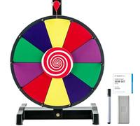 COSTWAY Ruleta de La Suerte, Ruleta de Juego con Soporte Que Puede Escribir y Limpiar con Pluma Borrable para Fiesta Juguete, Rueda de la Fortuna (12 Pulgadas)