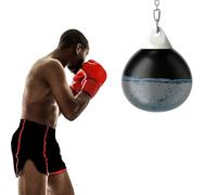 COSTWAY Saco de Boxeo con Agua, Bolsa de Boxeo para Agua de 45/55 cm y 50/85 kg con Cadena de Metal Ajustable, Manguera de Inyección de Agua, Punch Boxeo Adultos (55cm, Negro)