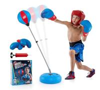 COSTWAY Saco de Boxeo de Altura Regulable de 120 a 154 cm, Punching Ball, Juego de Saco de Boxeo, Saco de Boxeo de Pie con Guantes de Boxeo y Bomba Manual para Adulto y Niños de 8+ Años (Azul)