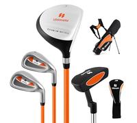 COSTWAY Set de Palos de Golf para Niños 8-10/11-13 Años, Incluye Madera Fairway 3, Hierros 7 y 9, Putter, Cubrepalo, Bolsa de Golf, Niños y Niñas (Amarillo, 8-10 Años)