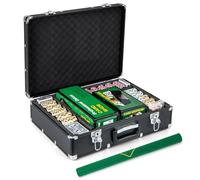 COSTWAY Set Maletin de Poker de 600 Fichas, Juego de Fichas de Póquer, 6 Barajas de Cartas, 5 Dados y 3 Botones de Distribuidor, Fieltro de Póquer, Barajador Automático de Carta (600 Piezas)