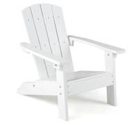 COSTWAY Silla Adirondack Exterior para Niños, Silla de Jardín Infantil de Hips con Estructura Triangular, Respaldo y Reposabrazos Ergonómicos, Sillón para Niños de 3-8 Años, Carga de 75 kg (Blanco)