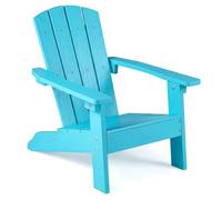 COSTWAY Silla Adirondack Exterior para Niños, Silla de Jardín Infantil de Hips con Estructura Triangular, Respaldo y Reposabrazos Ergonómicos, Sillón para Niños de 3-8 Años, Carga de 75 kg (Azul)