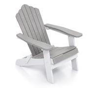 COSTWAY Silla Adirondack Plegable, Hips, Silla Jardin con Reposabrazos Anchos y Respaldo Inclinado, 88 x 77 x 95 cm, Tumbona Jardin Terraza Playa Piscina Exterior, Carga 180kg (Gris y Blanco)