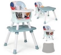 COSTWAY Silla Alta Evolutiva 6 en 1, Convertible y Portátil con Arnes de 5 Puntos, Bandeja y Cojín Desmontables (Multicolor)