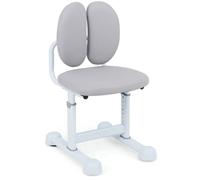 COSTWAY Silla Escritorio Infantil, Silla Juvenil Ergonómica para Escritorio con Doble Soporte de Espalda y Altura Ajustable de Aiento 35-43 cm, Asiento de Estudio Tapizado para Niños de 3+ años (Gris)