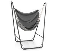 COSTWAY Silla Hamaca con Soporte, Silla Colgante con Estructura Metálica y Bolsillo de Almacenamiento Lateral, Carga de 120 kg, Hamaca Columpio Interior Exterior para Salón Dormitorio Patio