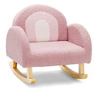 COSTWAY Silla Mecedora para Niños, Sillón Infantil Tapizado con Patas de Madera Maciza y Almohadillas Antideslizantes, Mecedora para Niños en Guardería, Sala de Juegos, Dormitorio (Rosa)
