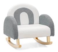 COSTWAY Silla Mecedora para Niños, Sillón Infantil Tapizado con Patas de Madera Maciza y Almohadillas Antideslizantes, Mecedora para Niños en Guardería, Sala de Juegos, Dormitorio (Gris)