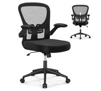 COSTWAY Silla Oficina Ergonomica de Malla, Reposabrazos Abatibles, Soporte Lumbar Ajustable, Silla Ergonomica Escritorio con Respaldo 90°-120°, Office Chair, Carga Máxima de 150kg, Negro