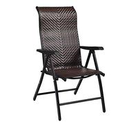 COSTWAY Sillas Plegables en Ratán para Patio, Sillas Portátiles de Mimbre para Camping, Silla Plegable con Respaldo Alto Regulable 5 Posiciones Jardín Balcón 58 x 69 x 112 cm (1 Unidad)