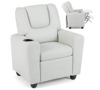 COSTWAY Sillón Reclinable para Niños, Sillón Reclinable con Portavasos y Reposapiés Ajustable para Sala de Estar y Área de Juegos, Silla para Niños de 3+ Años (Beige)