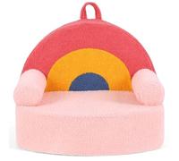 COSTWAY Sofá Infantil, Sofá para Niños con Relleno de Espuma, Funda de Felpa Extraíble y Lavable a Máquina, Base Antideslizante, Asa de Transporte, Respaldo con Arcoíris (Multicolor)