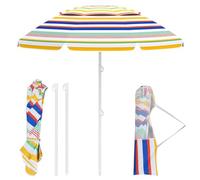 COSTWAY Sombrilla Playa 200 cm, Parasol Portátil para Exterior con Inclinación con Botón, Bolsa de Transporte, Ancla de Arena, Sombrilla de Patio para Jardín Piscina Terraza Playa