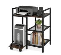 COSTWAY Soporte para Impresora con Estación de Carga, Mesa Impresora de 3 Niveles con Estantes, Soporte Móvil con Ruedas Bloqueables, Mesa Auxiliar Oficina Casa, 63,5 x 40 x 72 cm (café)