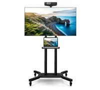 COSTWAY Soporte TV de Pie, Soporte de Pie Móvil para Pantallas de 32-70 Pulgadas, Carro de Altura Ajustable con Estante para Cámara, Gestión de Cables, Soporte de TV de Piso con Capacidad de 50kg