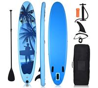 COSTWAY Tabla de Surf Hinchable, Tabla de Remo, Incluye Mochila, Bomba, Correa de Seguridad, Kit de reparación, Remo y Aleta Central (Wathet Azul, 297 x 75 x 16 cm)