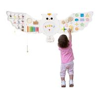 COSTWAY Tableros de Actividades de Pared para Niños de Búho, 11 en 1 Paneles de Actividades para Niños, Juguete Educativo Sensorial Montessori de Madera para Niños de 3+ Años, Sala de Juegos Guardería