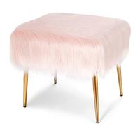 COSTWAY Taburete otomano con Patas Doradas, 51 x 41 cm / 91 x 35,5 cm, de Piel sintética, para Dormitorio y Entrada