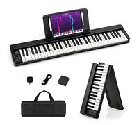 COSTWAY Teclado de Piano Plegable de 61 Teclas, Piano Eléctrico Portátil con Teclas de Tamaño Completo, Atril, Pedal de Sustain, MIDI, Bolsa para Piano, para Adolescentes y Adultos