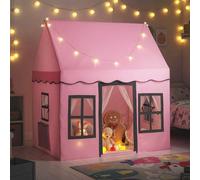 COSTWAY Tienda campaña Infantil, Casa de Actividad para Niños con Luces de Estrellas, Alfombra Lavable Antideslizante, Cortina de Malla para Interior y Exterior, Tipi Infantil de Más de 3 Años (Rosa)