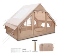 COSTWAY Tienda de Campaña Hinchable para 4-6 Personas, Bomba, Ventanas de Malla, 2 Puertas, Tragaluz, Tenda Campismo Inflable Familiar, Bolsa de Transporte, Montaje Rapido