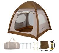 COSTWAY Tienda de Campaña para 2-4 Persona, Tienda de Campaña Hinchable con Bomba de Aire, Puertas y Ventanas de Malla, Estacas y Cuerdas de Sujeción, Bolsa de Transporte, 208 x 208 x 196 cm