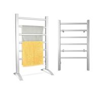 COSTWAY Toallero Electrico 100W, Radiador Toallero Eléctrico Bajo Consumo 2-en-1 con 6 Barras, Tendedero Electrico de Aluminio, de Pared o Suelo, 45-50°C, con Interruptor a Prueba de Salpicaduras