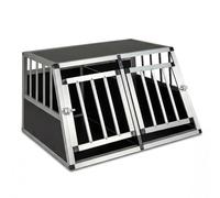 COSTWAY Transportin Perro Coche, Caja de Transporte de Aluminio para 2 Perros con Puerta Bloqueable, Divisor Extraíble, Jaula para Perros Pequeñas y Medianos, Coche, Viaje y Camping, 89x69x50,5 cm