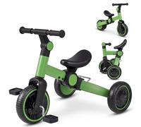 COSTWAY Triciclo Evolutivo para Niños 5 en 1, Bicicleta de Equilibrio con Pedales Desmontables, Manillar y Ruedas Traseras Ajustables, Triciclo Plegable, Bici para Niños de 3+ Años (Verde)